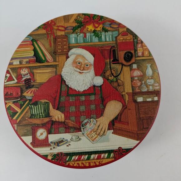Santa Claus Workshop Seasonal Cookie Tin Unbranded Christmas Holiday Treat Box - Picture 2 of 7